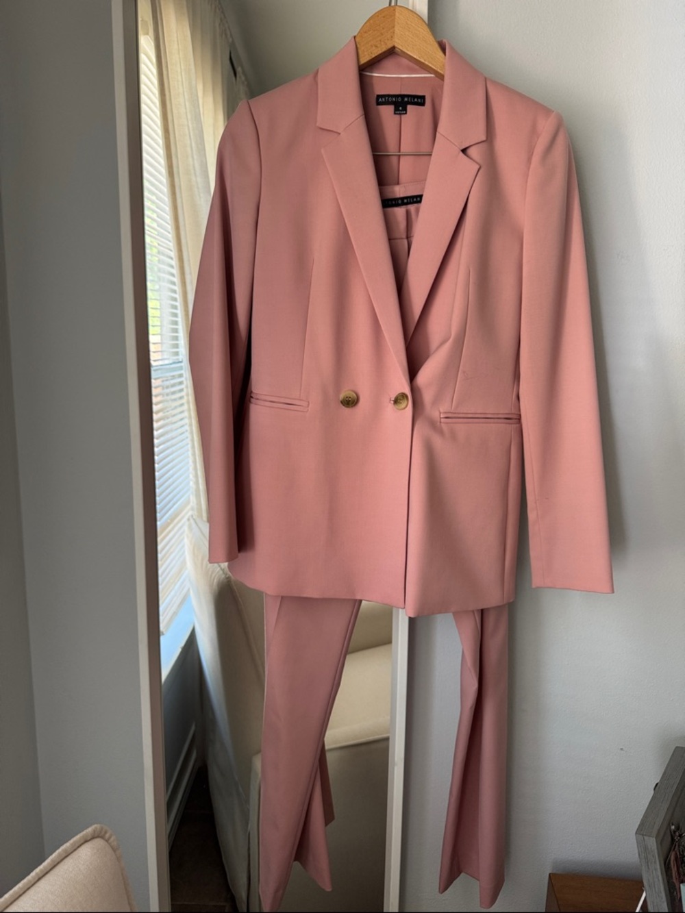 ANTONIO MELANI Rose Pink Double-Breasted Blazer & Matching Trousers